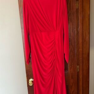 Chic Long Sleeve Red Dress